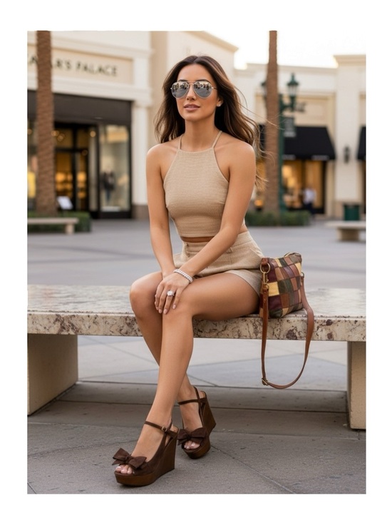 Via Spiga Shoes - new Via Spiga ✽ Wood Wedge Platform Heel Bow Sandals ✽ Chocolate Suede ✽ 10.5M ✽